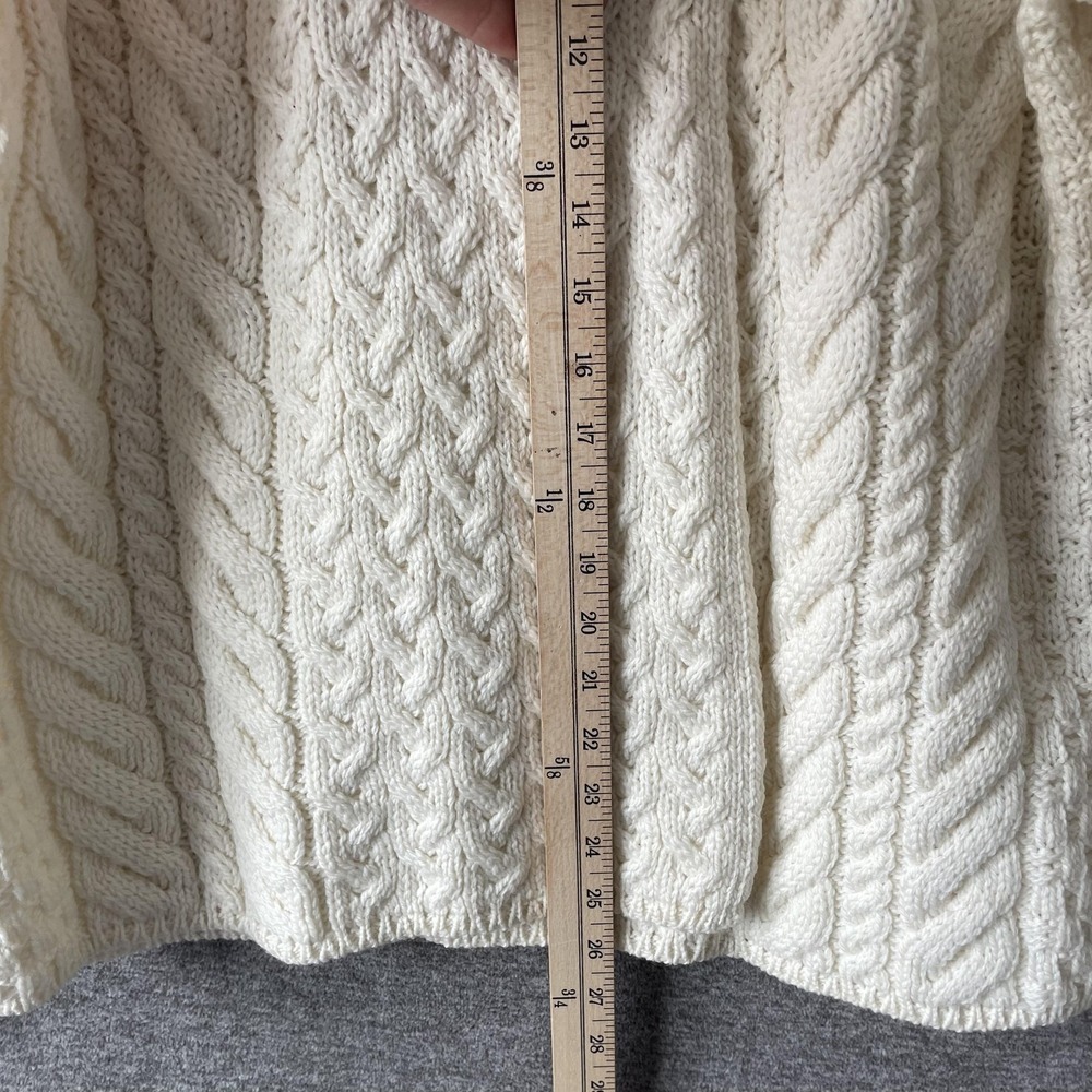 Aran Woollen Mills Sweater Womens Large White Merino Wool Turtleneck Cable - Picture 5 of 8